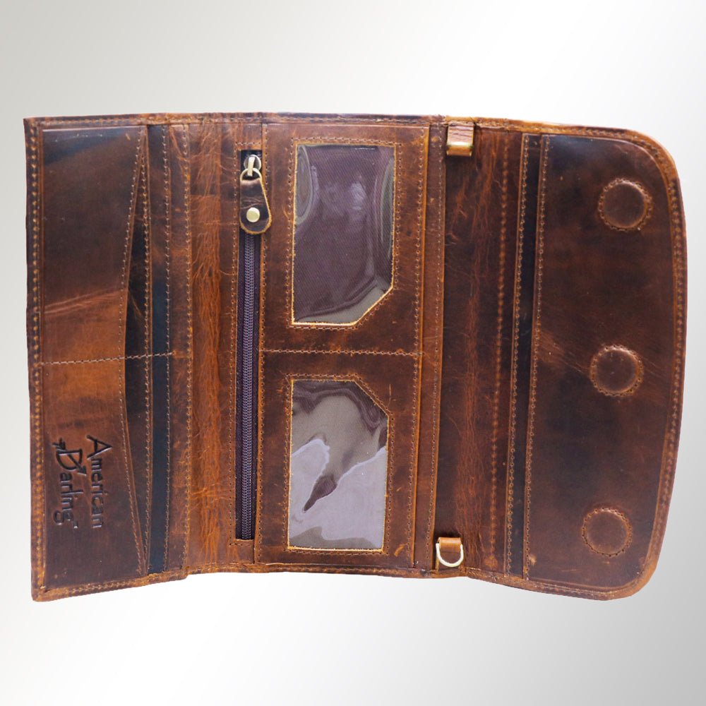 American Darling Wallet Hair on Full Grain Genuine Leather Western Women Bag | Handbag Purse Travel Clutch
