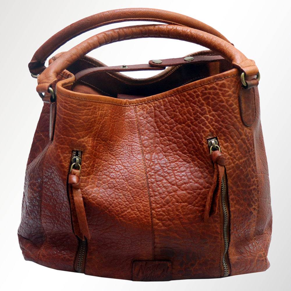 Never Mind Tote Vintage Handmade Genuine Cowhide Leather