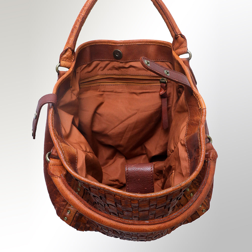 Never Mind Tote Vintage Handmade Genuine Cowhide Leather