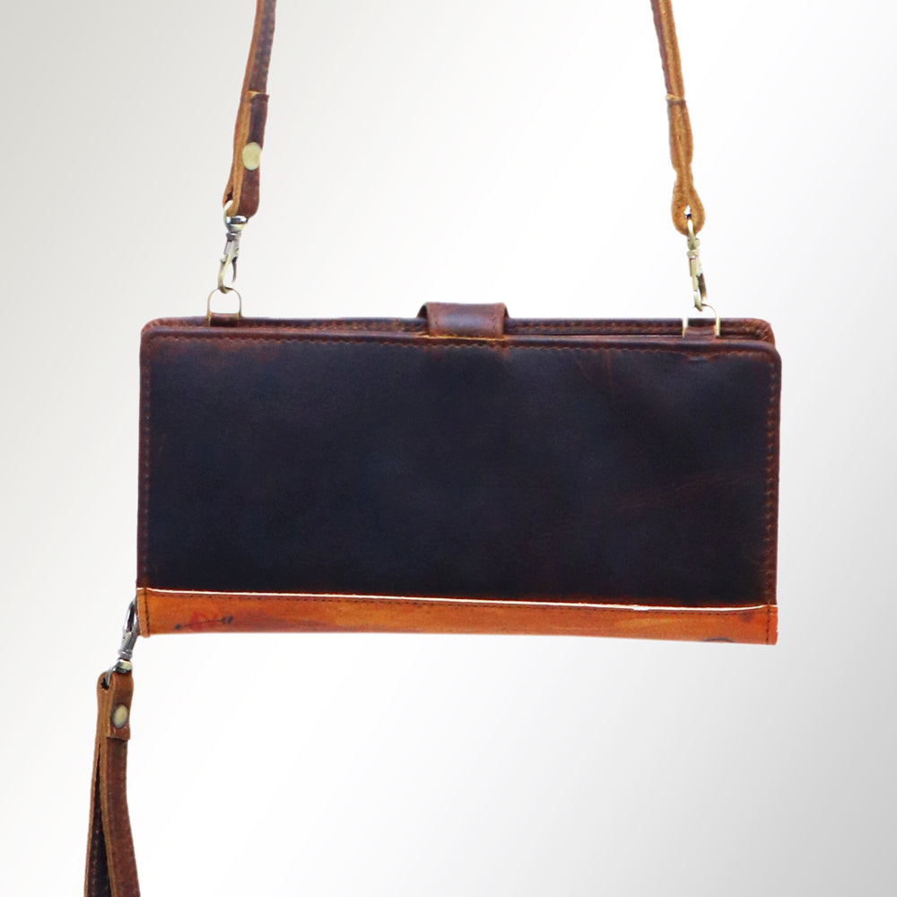 American Darling Wristlet Bag, Hand-Painted Genuine Leather, Western Vegetable Tanned Full Grain Leather Wallet Bag