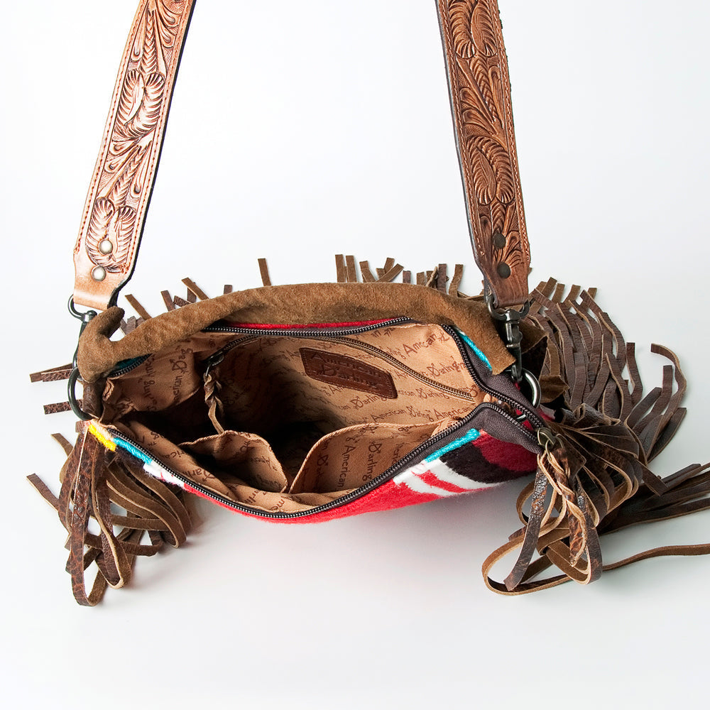 American Darling Crossbody Hand Tooled Saddle Blanket Genuine Leather