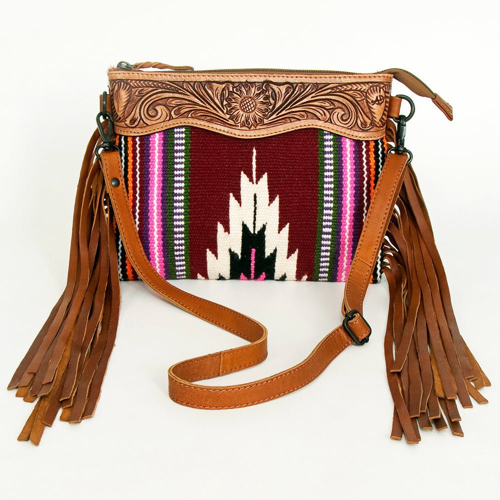American Darling Crossbody Hand Tooled Saddle Blanket Genuine Leather