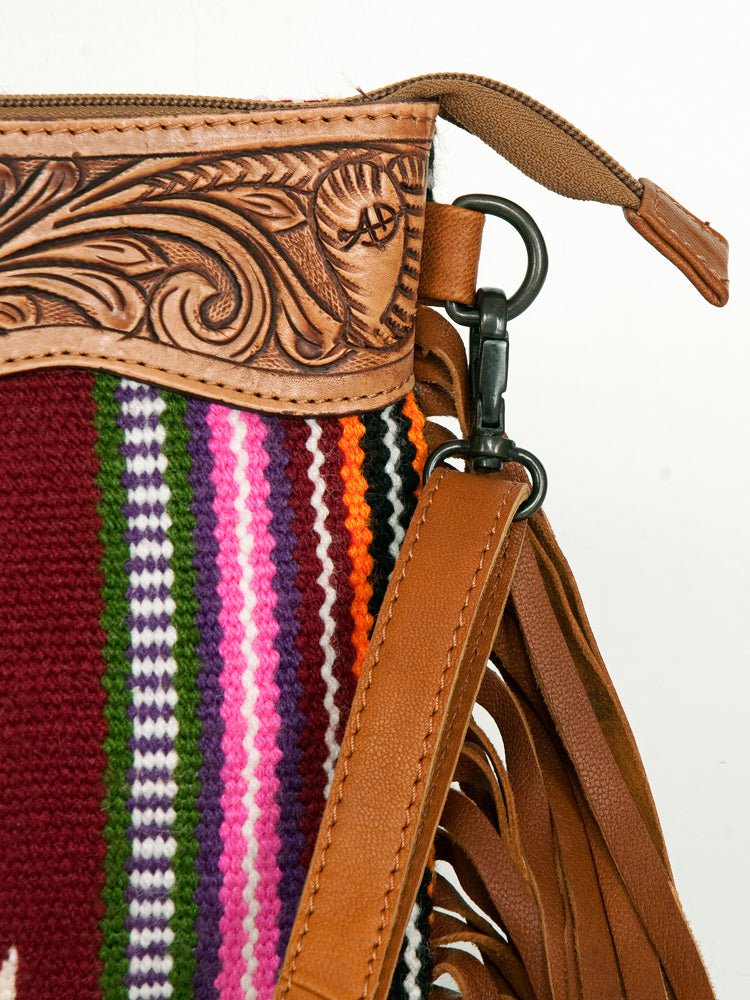 American Darling Crossbody Hand Tooled Saddle Blanket Genuine Leather