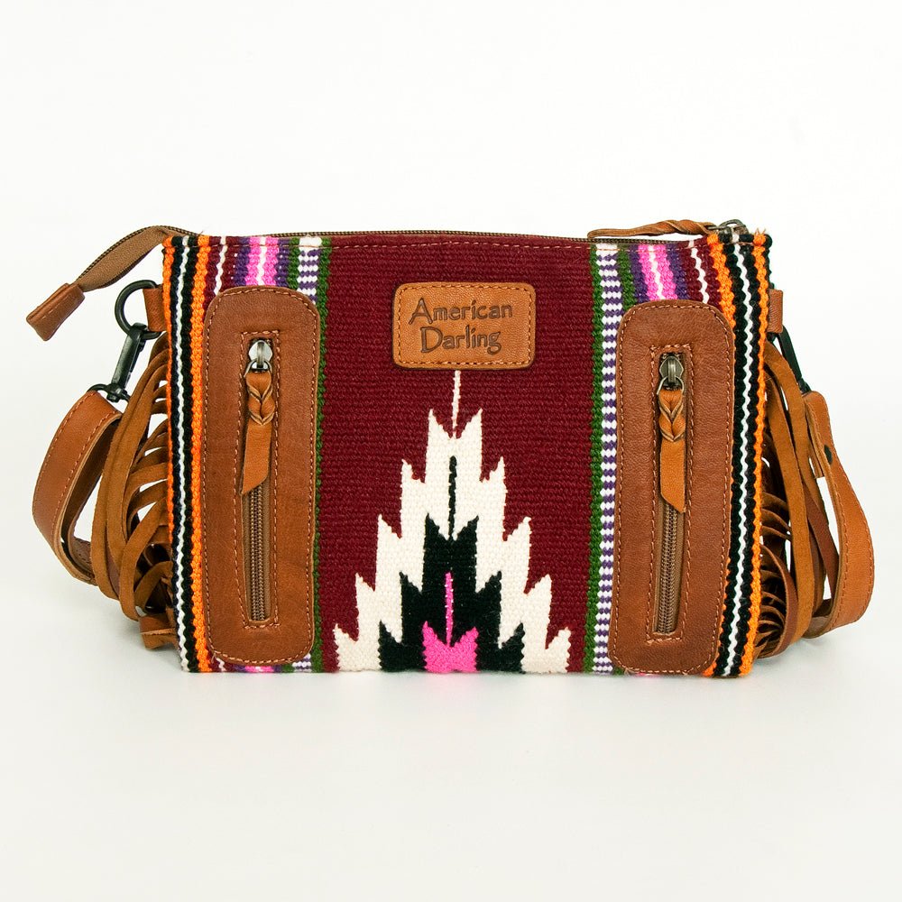 American Darling Crossbody Hand Tooled Saddle Blanket Genuine Leather