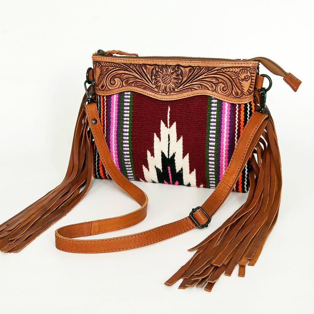 American Darling Crossbody Hand Tooled Saddle Blanket Genuine Leather