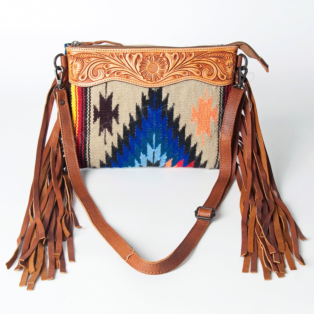 American Darling Crossbody Hand Tooled Saddle Blanket Genuine Leather