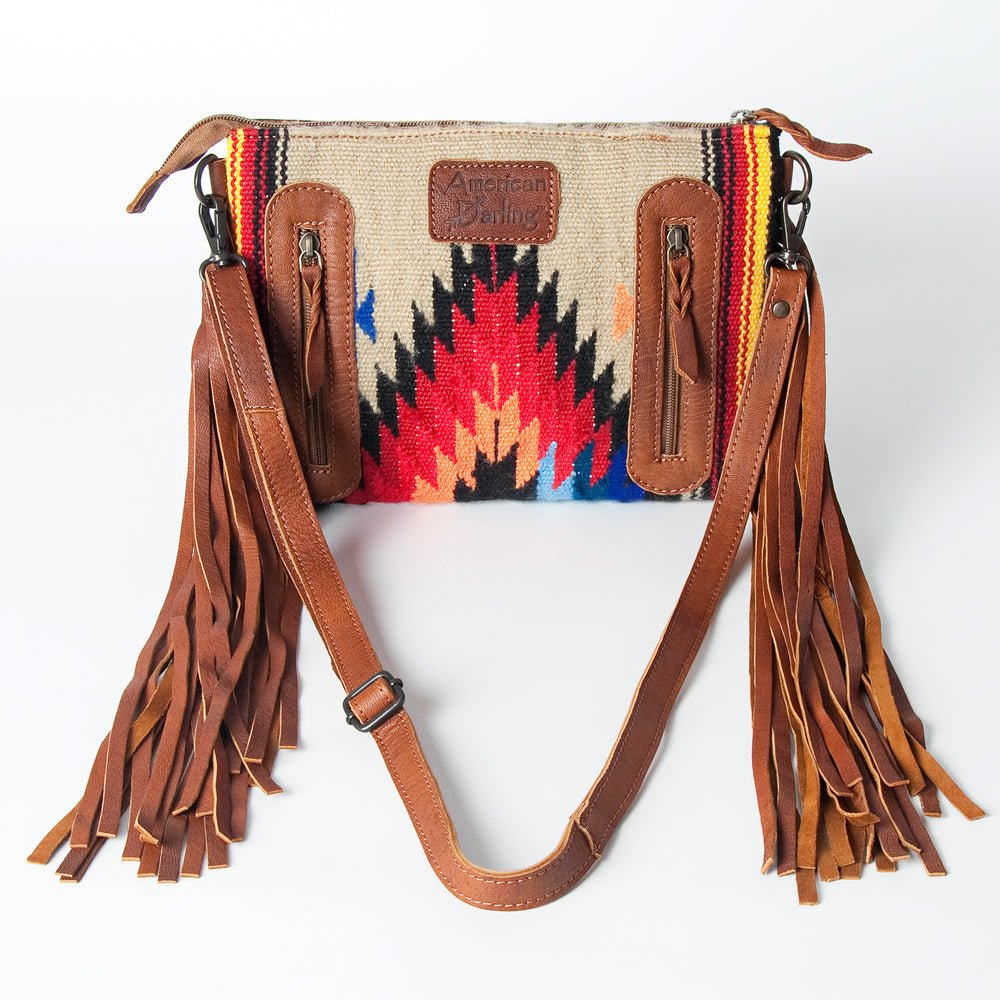 American Darling Crossbody Hand Tooled Saddle Blanket Genuine Leather