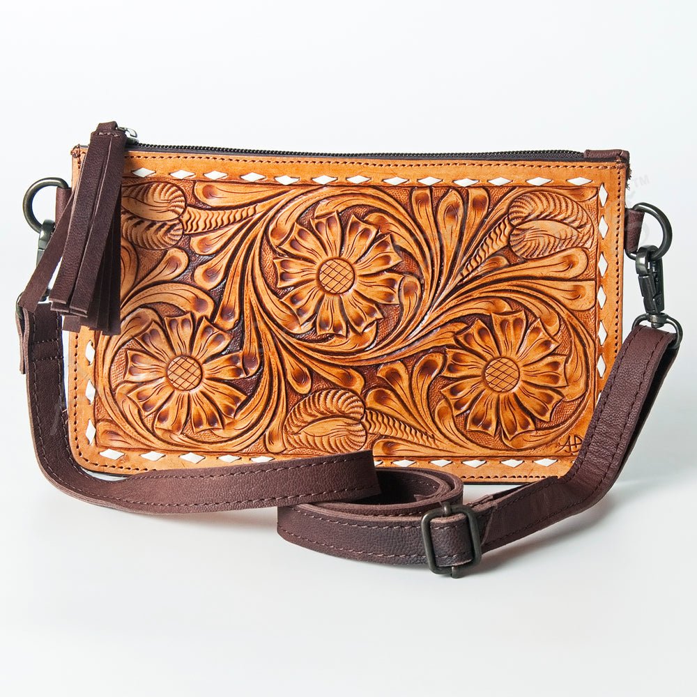 American Darling Hand-Tooled Genuine Leather Crossbody Bag