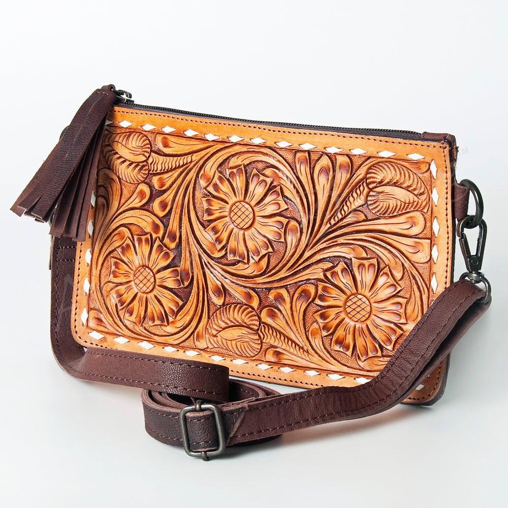 American Darling Hand-Tooled Genuine Leather Crossbody Bag