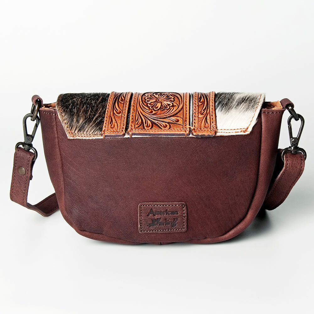 American Darling Hand-Tooled Hair-On Genuine Leather Crossbody Bag