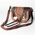 American Darling Hand-Tooled Hair-On Genuine Leather Crossbody Bag