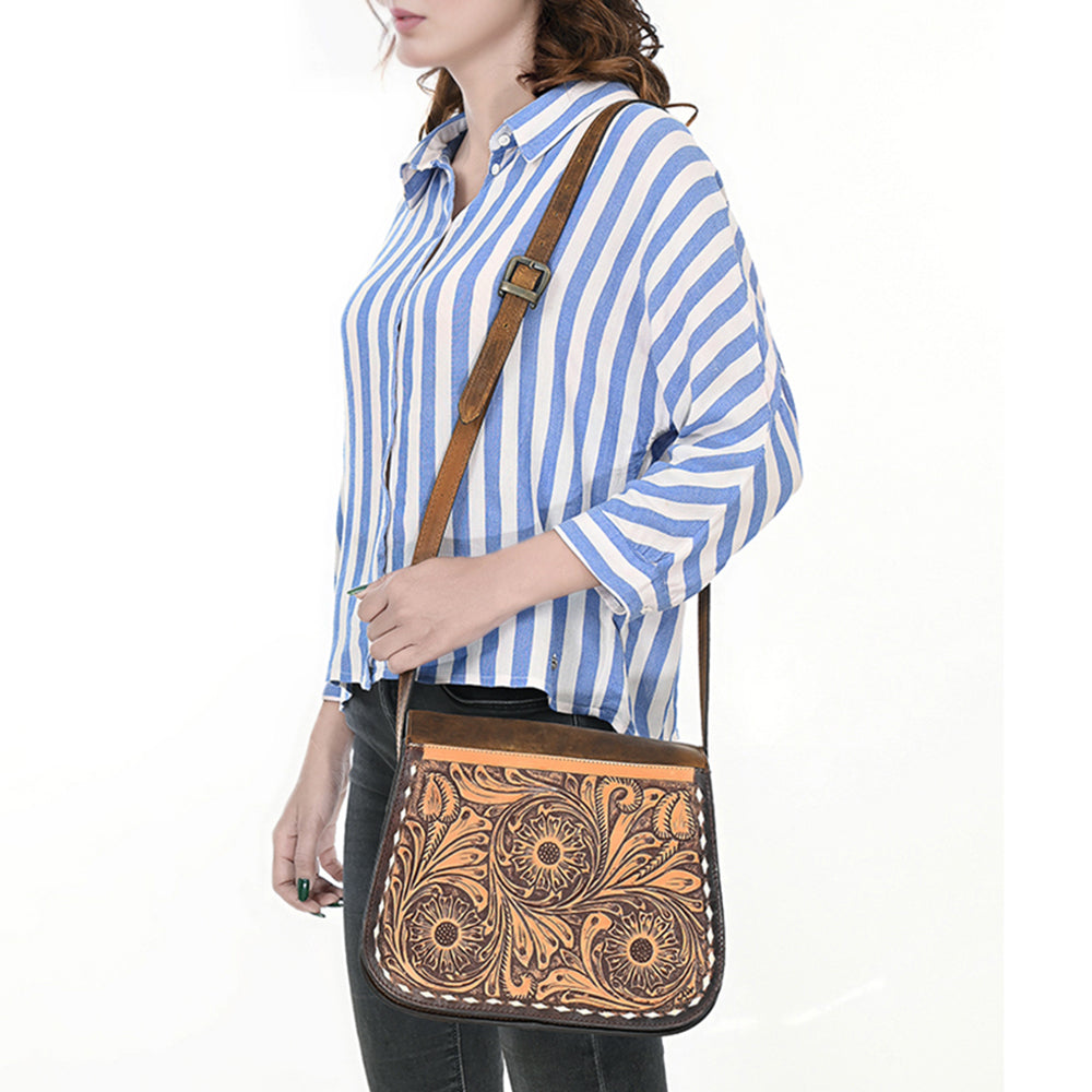 American Darling Cross Body hand tooled Full Grain Genuine Leather Western Women Bag Handbag Purse | Crossbody for Cute