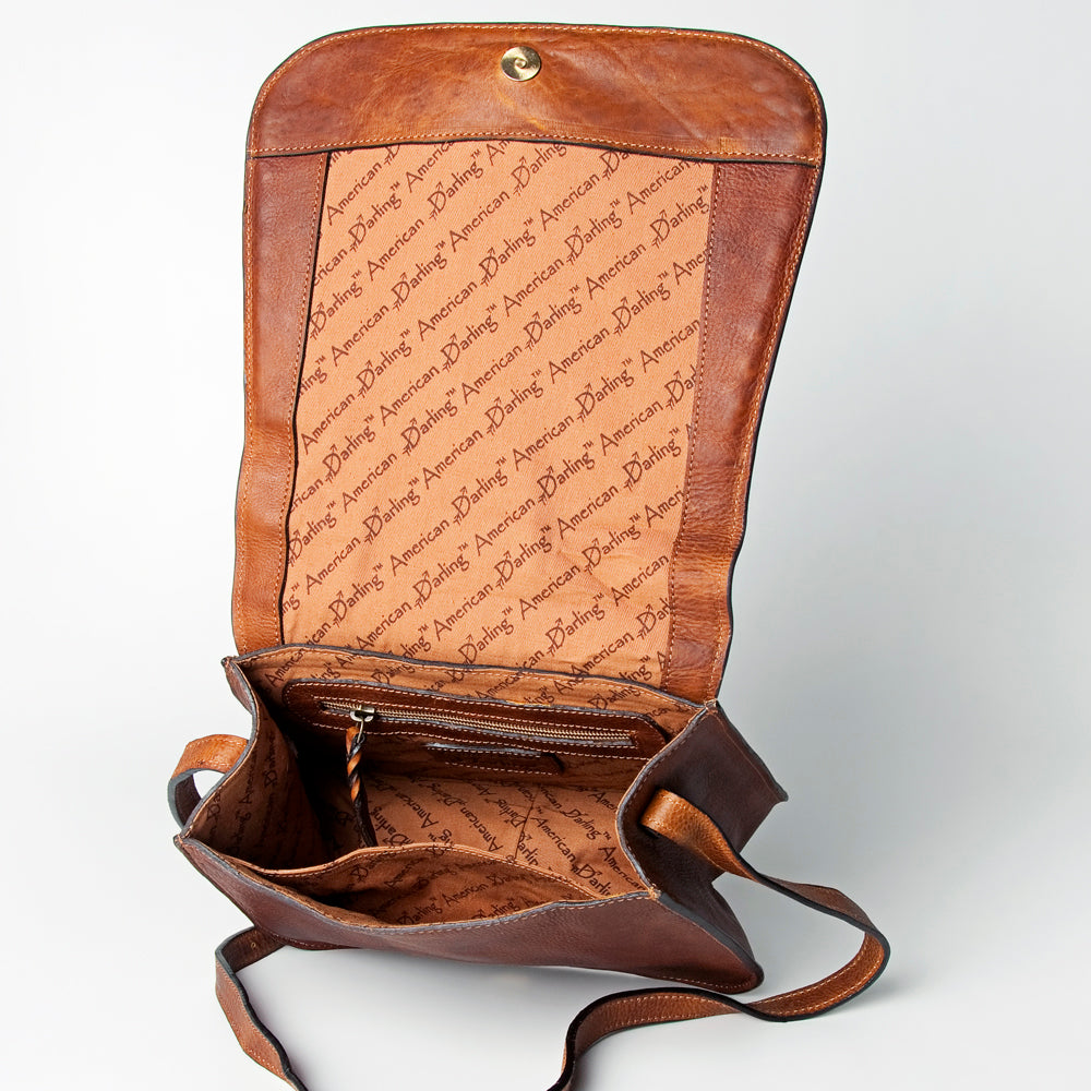 American Darling Hand-Tooled Genuine Leather Crossbody Bag