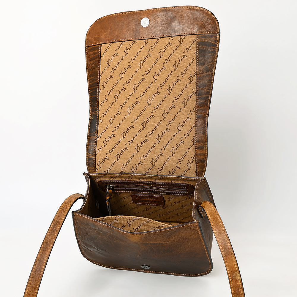 American Darling Hand-Tooled Genuine Leather Crossbody Bag