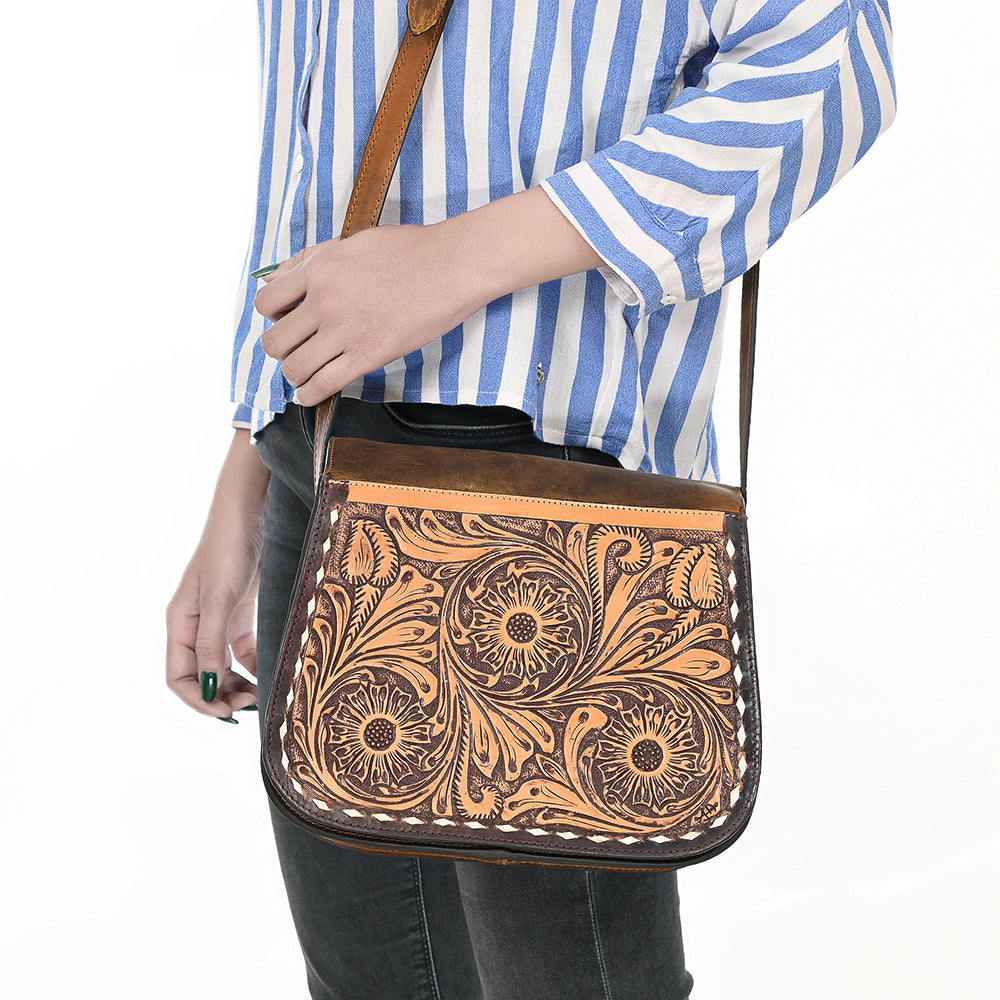 American Darling Hand-Tooled Genuine Leather Crossbody Bag