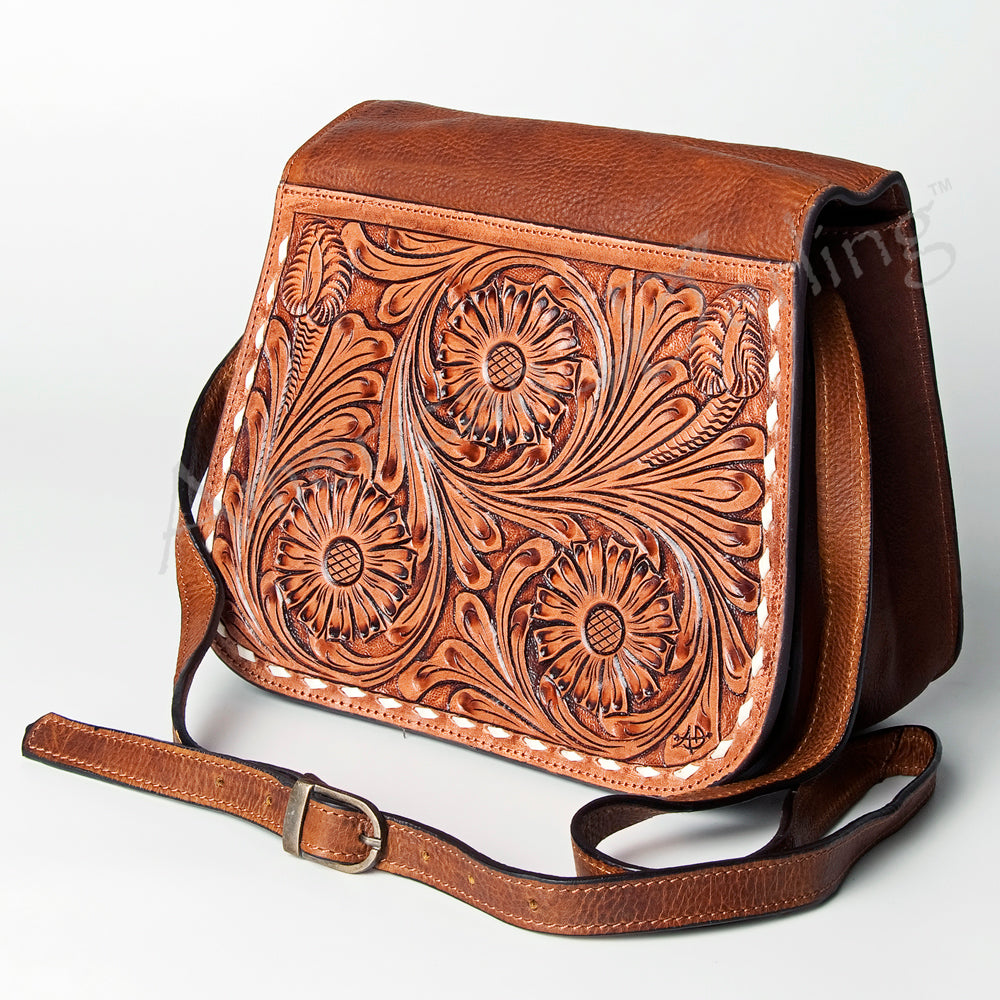 American Darling Hand-Tooled Genuine Leather Crossbody Bag