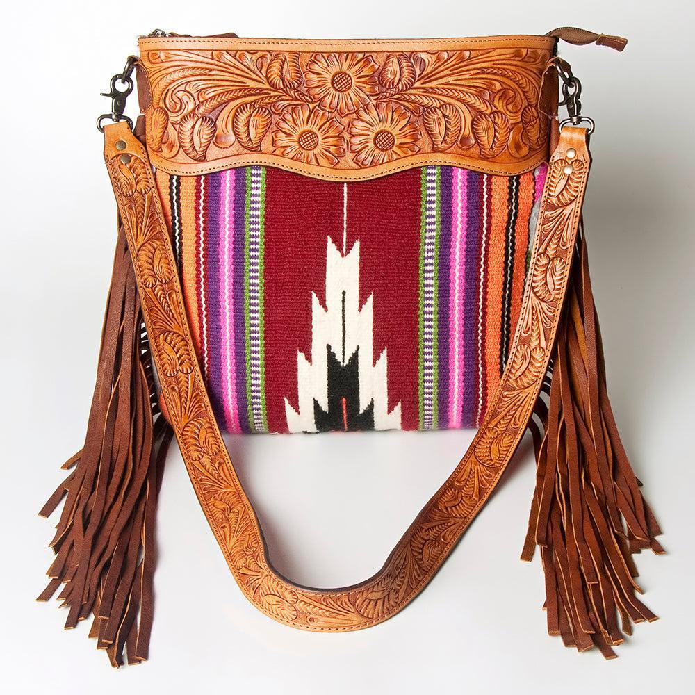 American Darling Hand-Tooled Saddle Blanket Leather Crossbody Bag