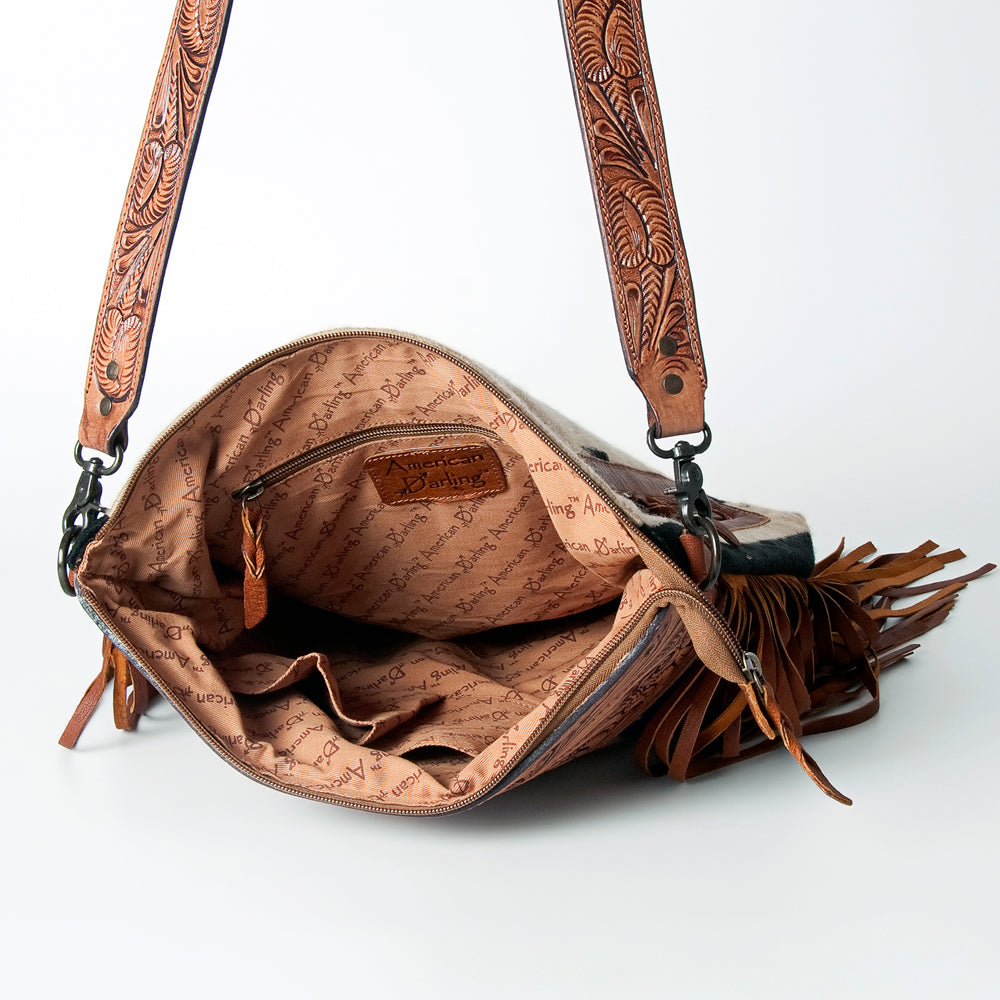 American Darling Hand-Tooled Saddle Blanket Leather Crossbody Bag