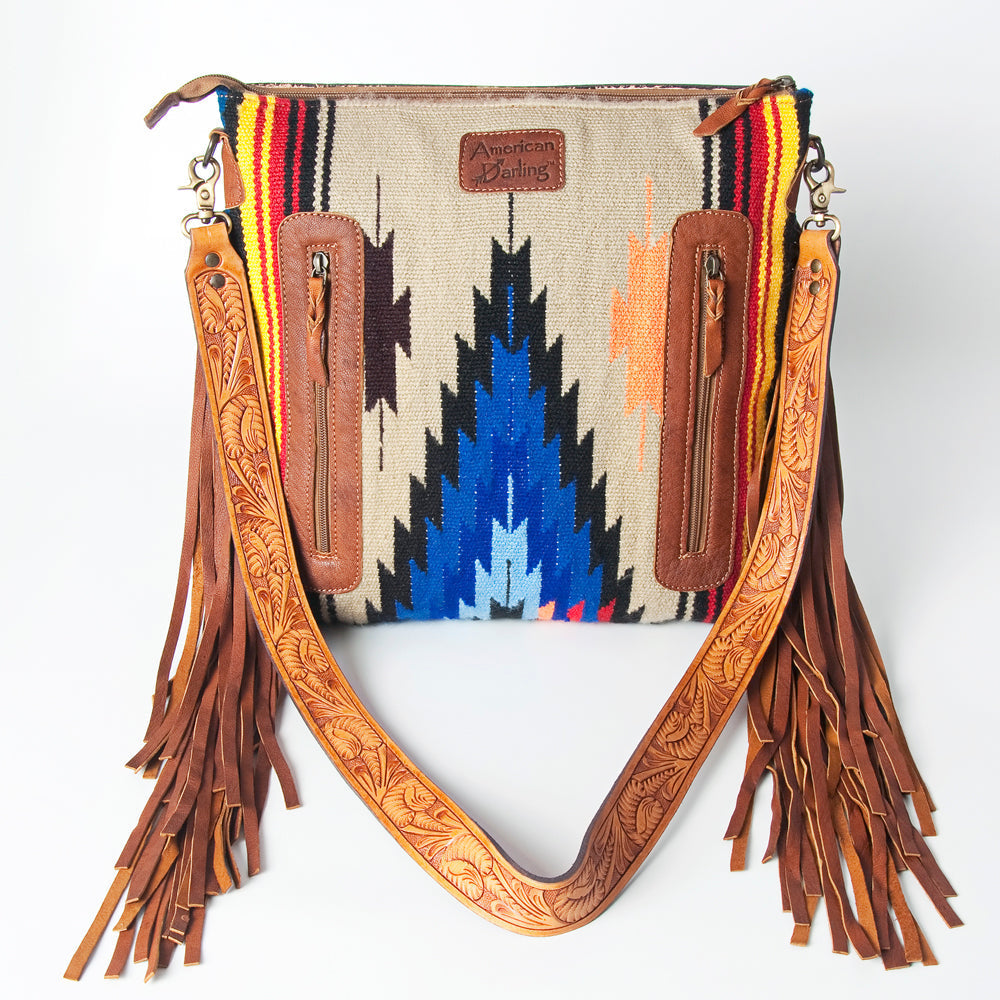 American Darling Hand-Tooled Saddle Blanket Leather Crossbody Bag