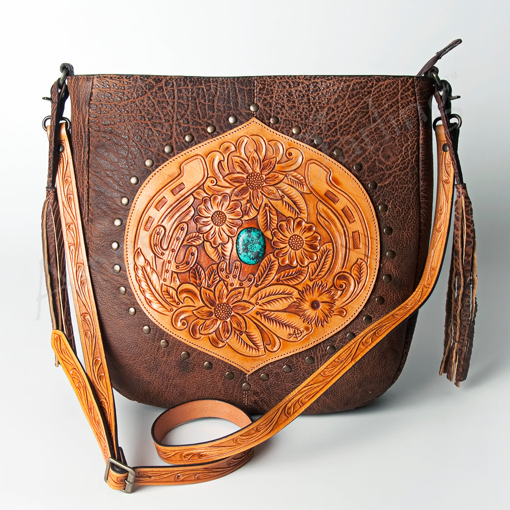 American Darling Hand-Tooled Genuine Leather Crossbody Bag