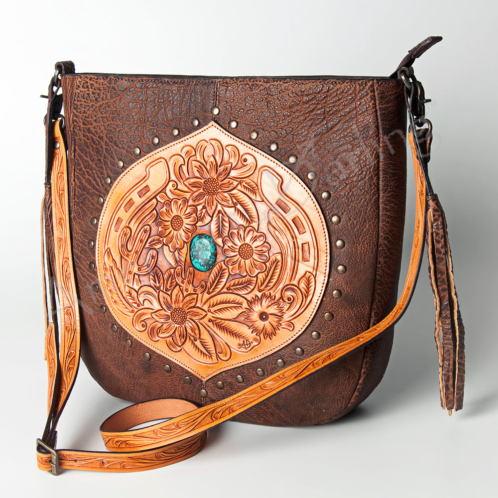American Darling Hand-Tooled Genuine Leather Crossbody Bag