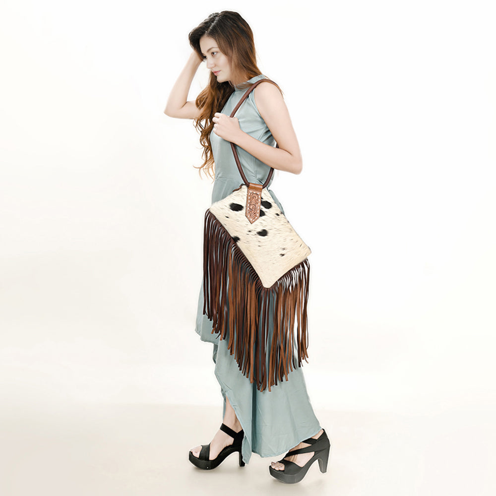 American Darling Hand-Tooled Hair-On Genuine Leather Wristlet