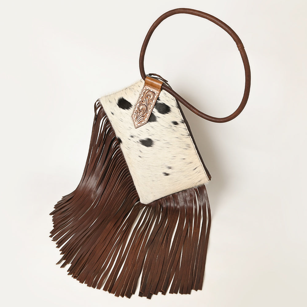 American Darling Hand-Tooled Hair-On Genuine Leather Wristlet