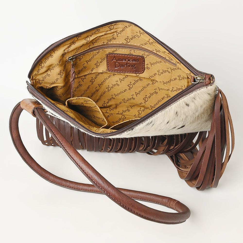 American Darling Hand-Tooled Hair-On Genuine Leather Wristlet