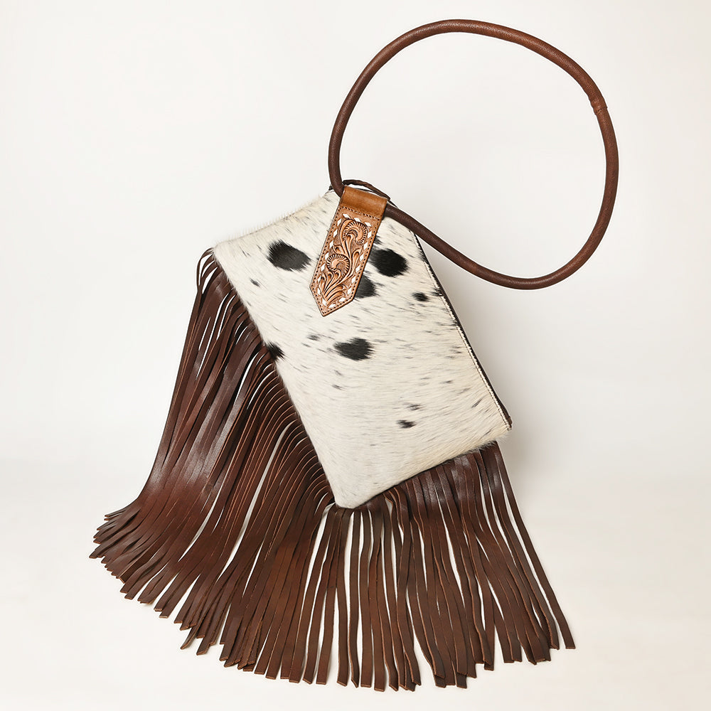 American Darling Hand-Tooled Hair-On Genuine Leather Wristlet