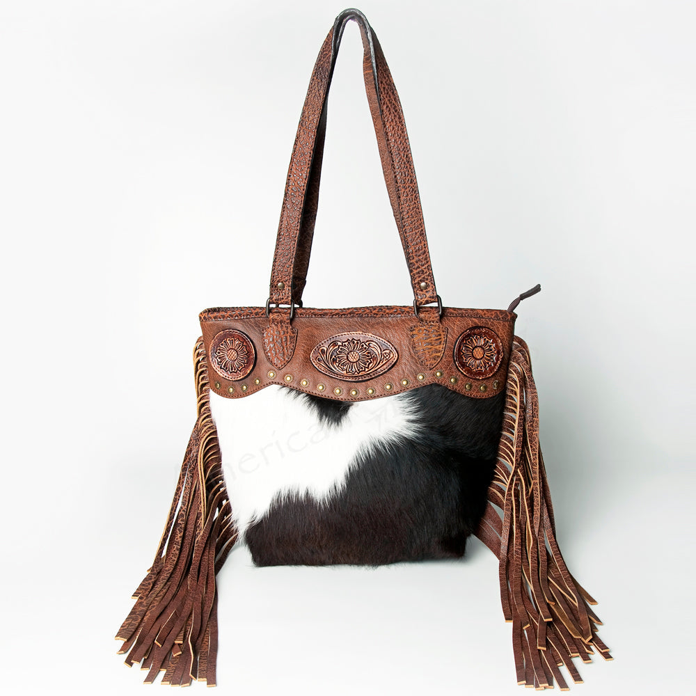 American Darling Hand-Tooled Hair-On Genuine Leather Tote