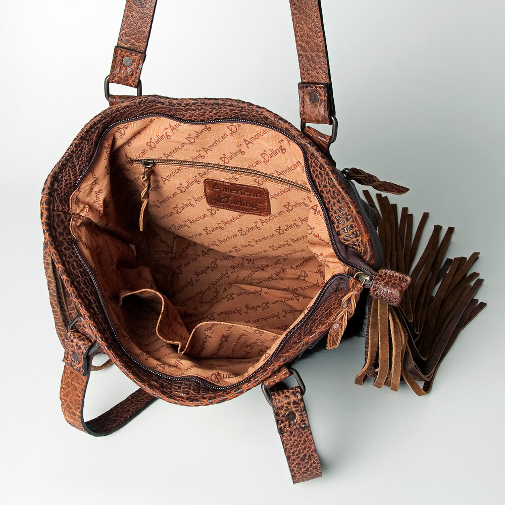 American Darling Hand-Tooled Hair-On Genuine Leather Tote