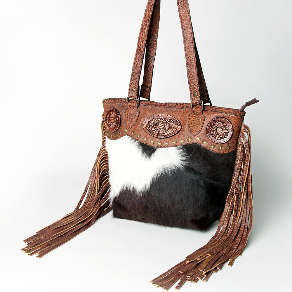 American Darling Hand-Tooled Hair-On Genuine Leather Tote
