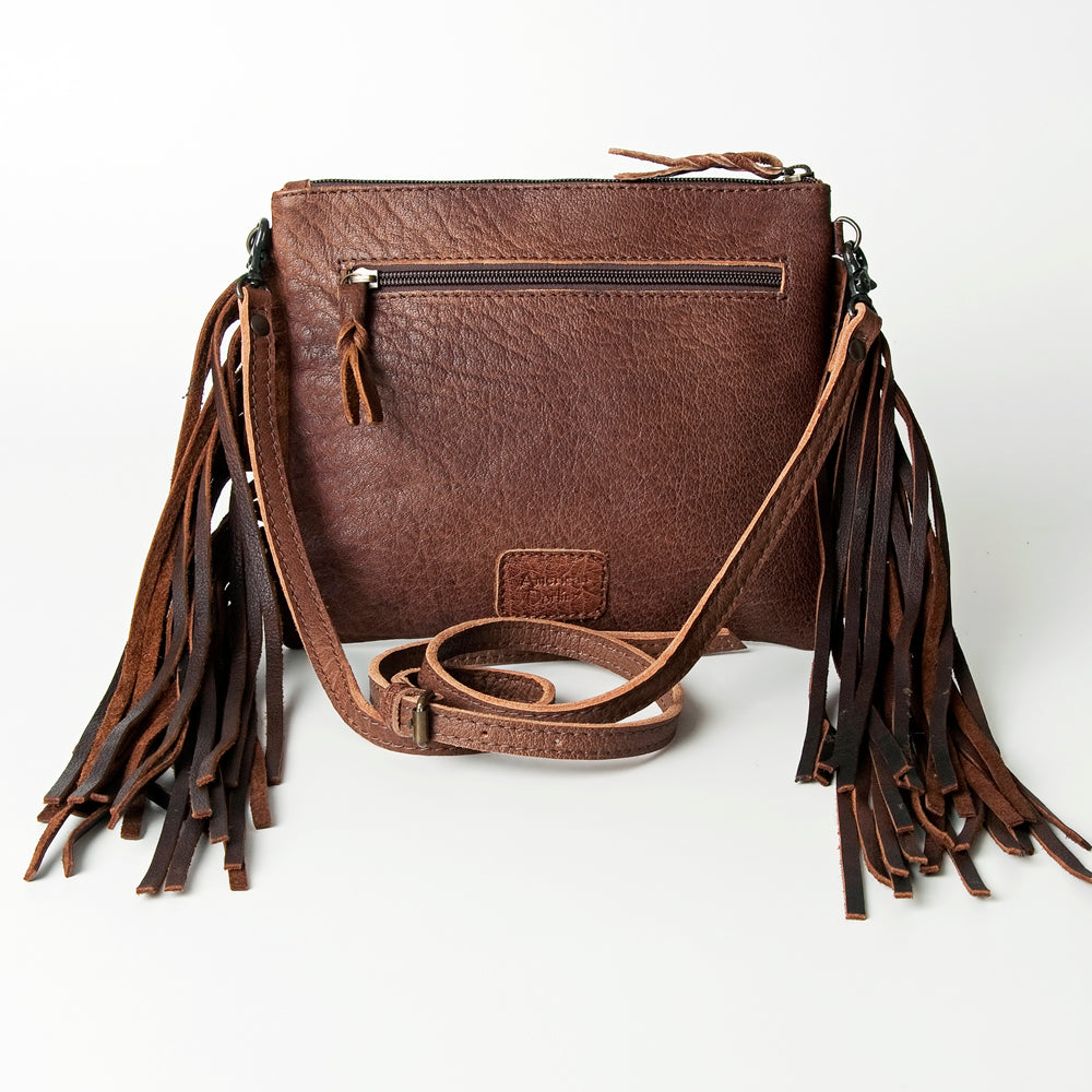 American Darling Small Cross body Bag, Crocodile Embossed Full Grain Leather Western Purse with Fringes and YKK Zipper
