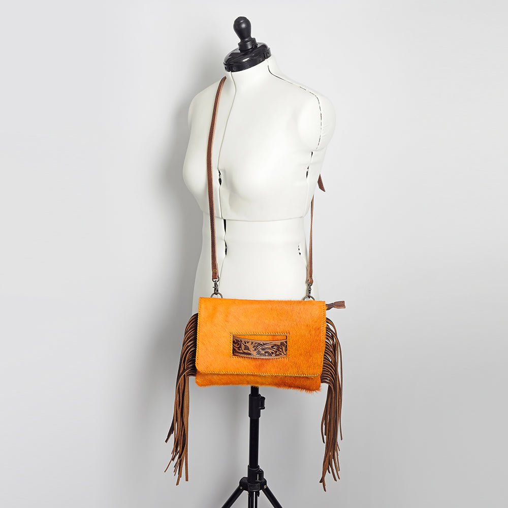 American Darling Hand-Tooled Hair-On Genuine Leather Clutch