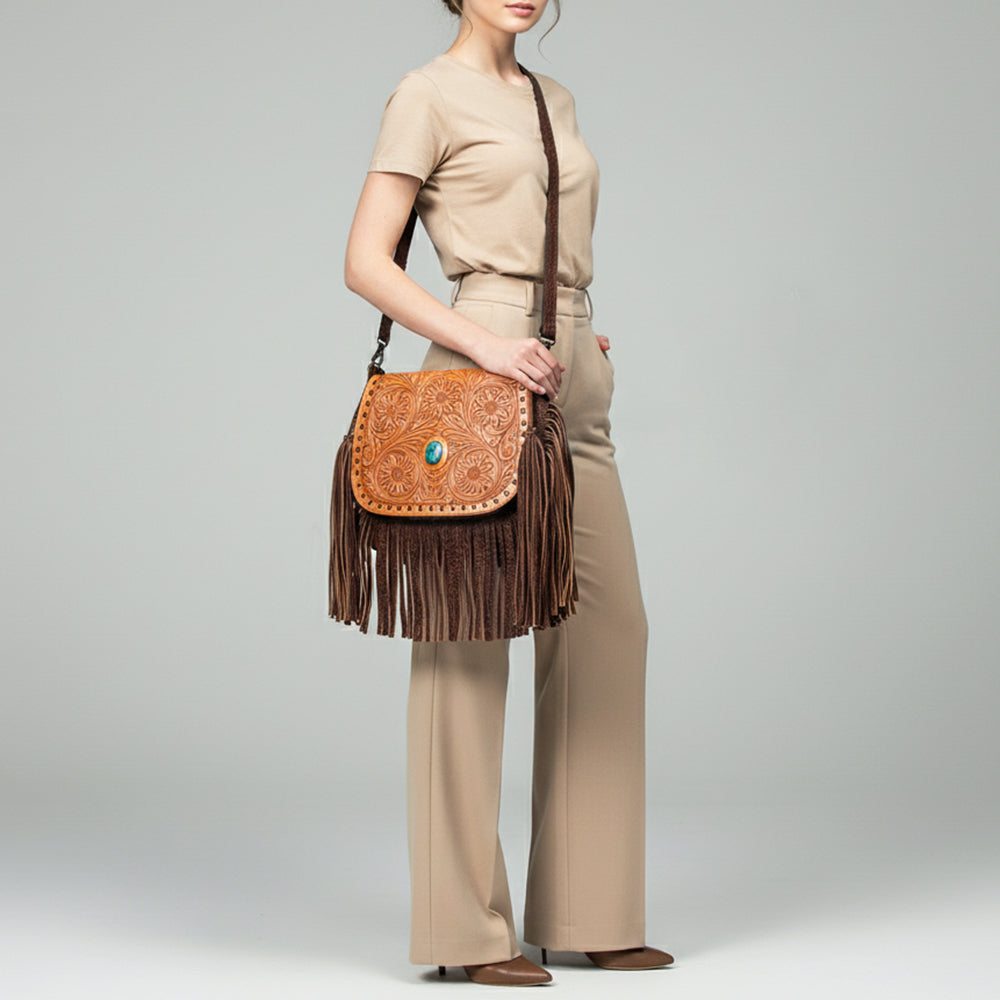 American Darling Crossbody Hand Tooled Genuine Leather Women Bag Western Handbag Purse