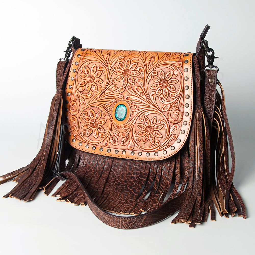 American Darling Hand-Tooled Genuine Leather Crossbody Bag