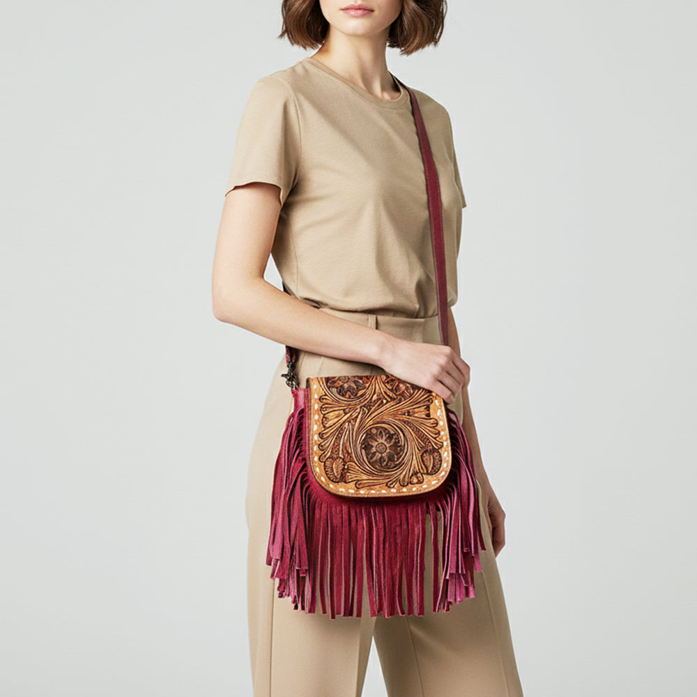 American Darling Crossbody Hand Tooled Genuine Leather Women Bag Western Handbag Purse