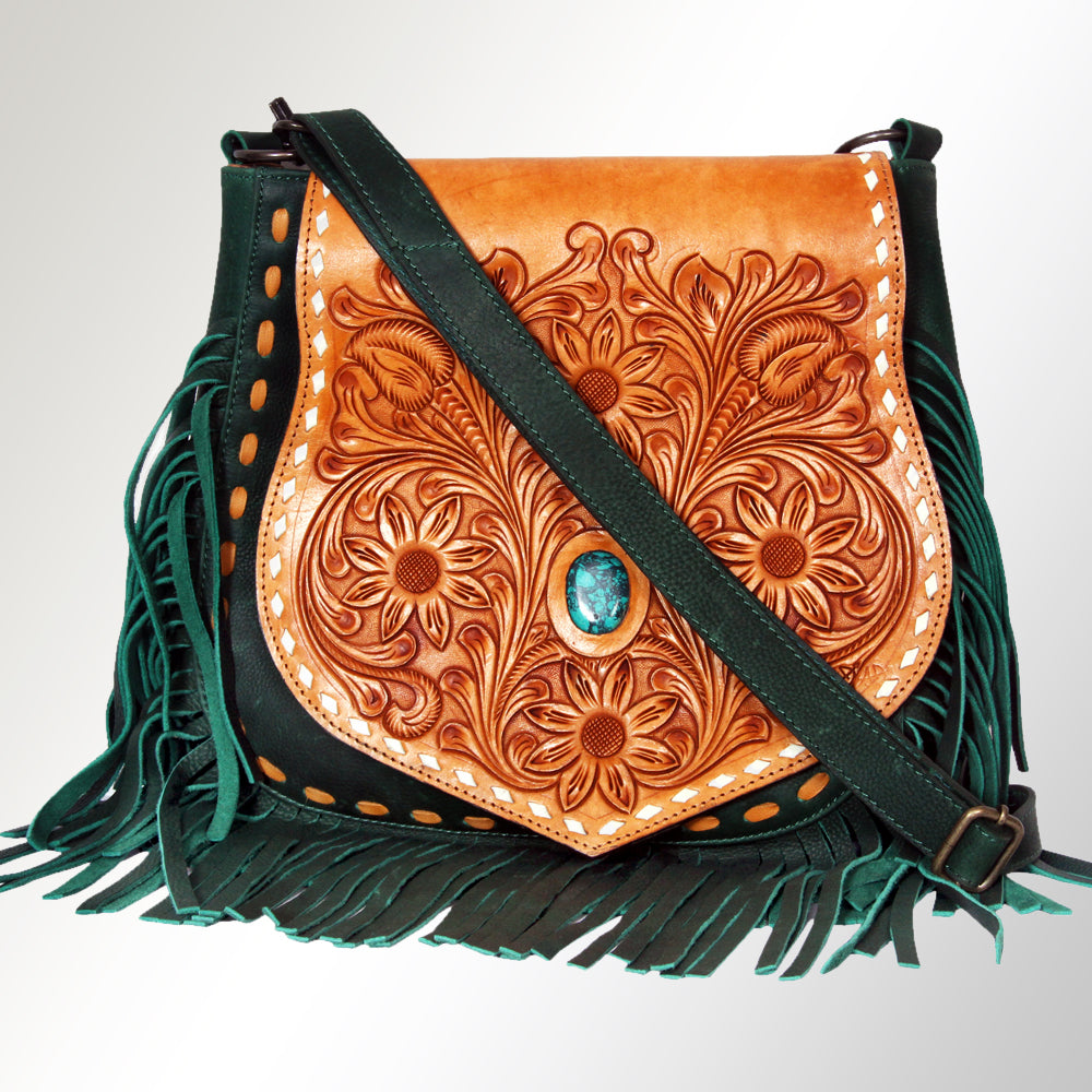 American Darling Hand-Tooled Genuine Leather Crossbody Bag