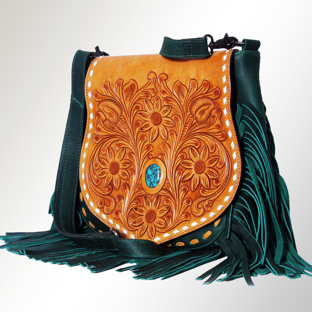 American Darling Hand-Tooled Genuine Leather Crossbody Bag