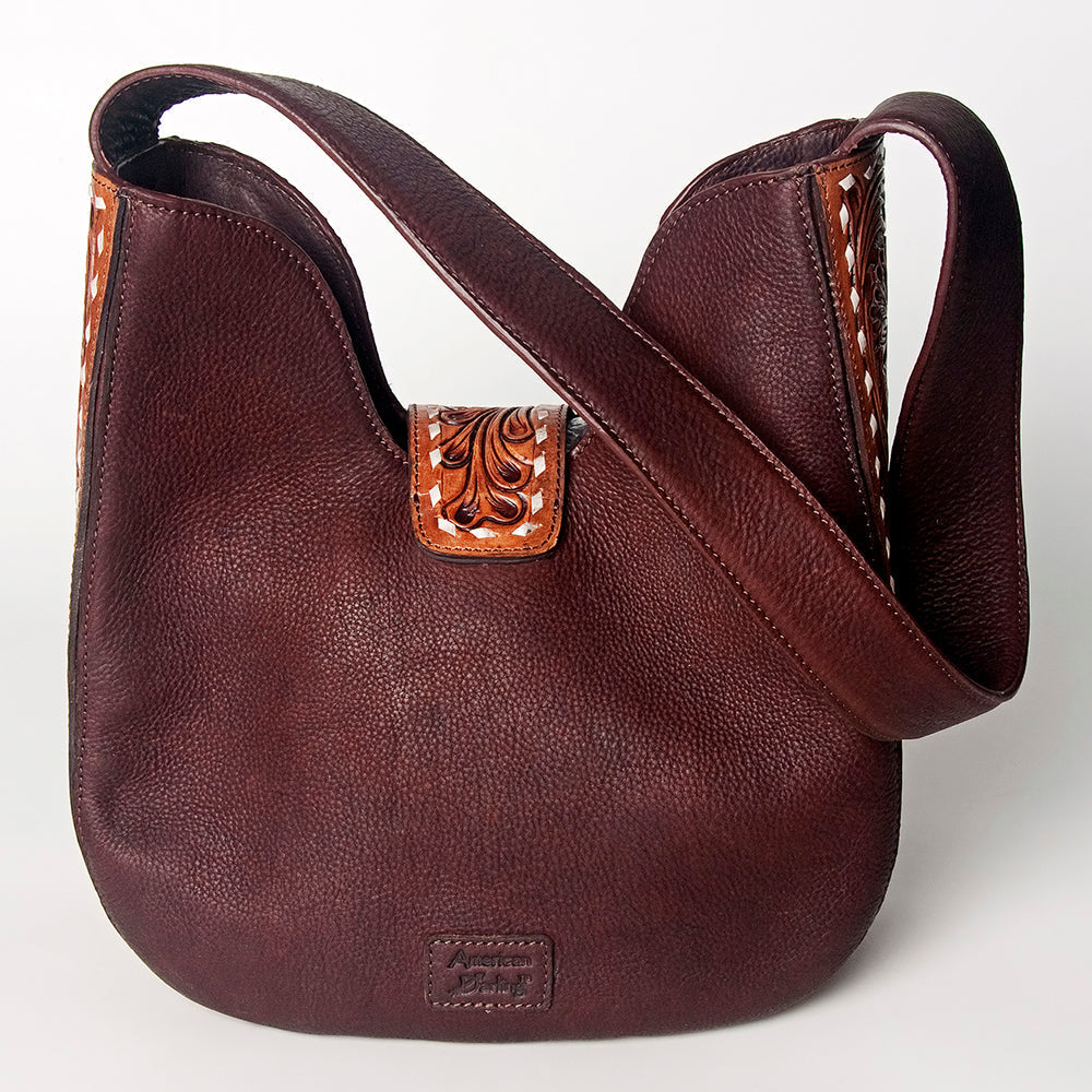 American Darling Hand-Tooled Hair-On Genuine Leather Hobo Bag