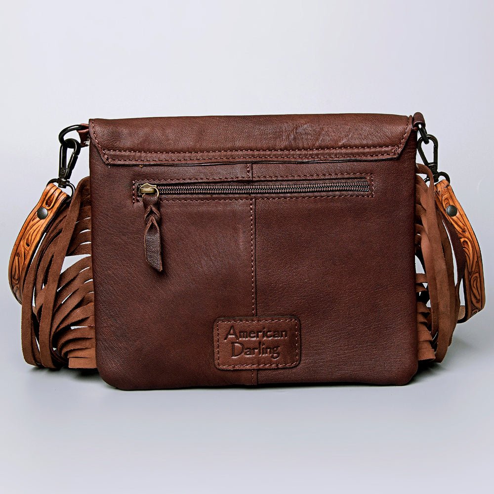 American Darling Hand-Tooled Hair-On Genuine Leather Crossbody Bag