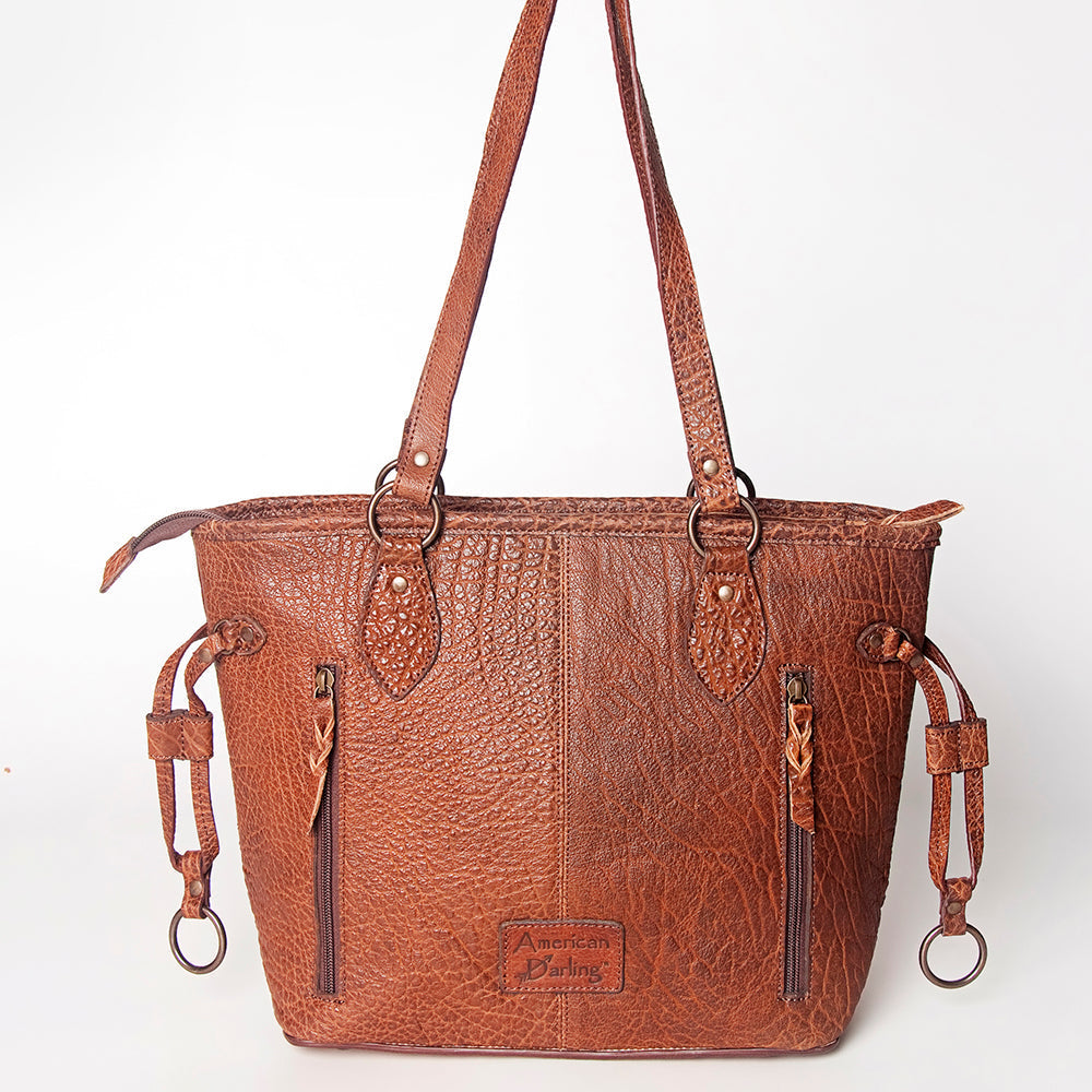 American Darling Hand-Tooled Hair-On Genuine Leather Tote