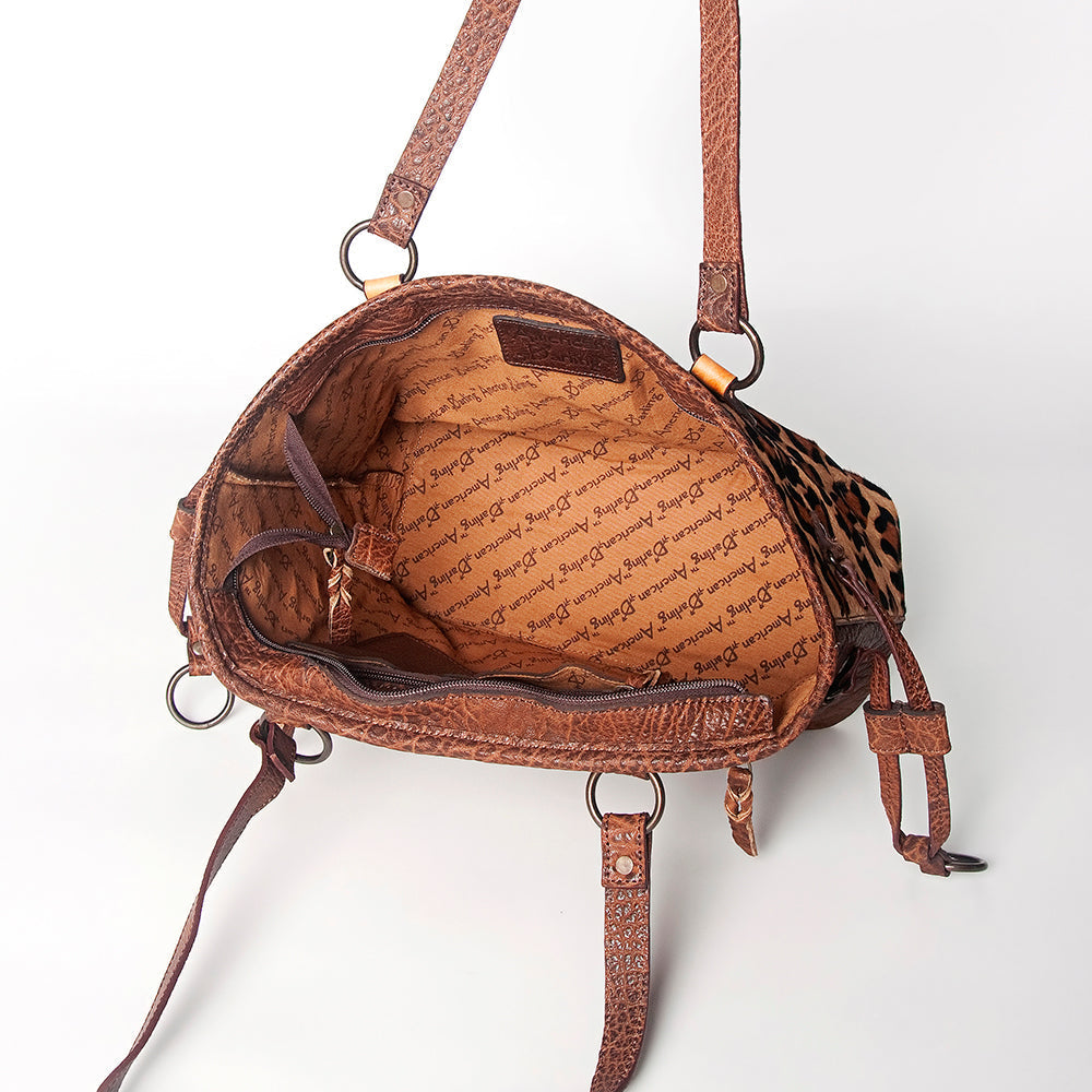 American Darling Hand-Tooled Hair-On Genuine Leather Tote