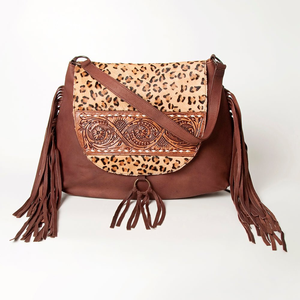 American Darling Messenger Hand Tooled Hair-On Genuine Leather