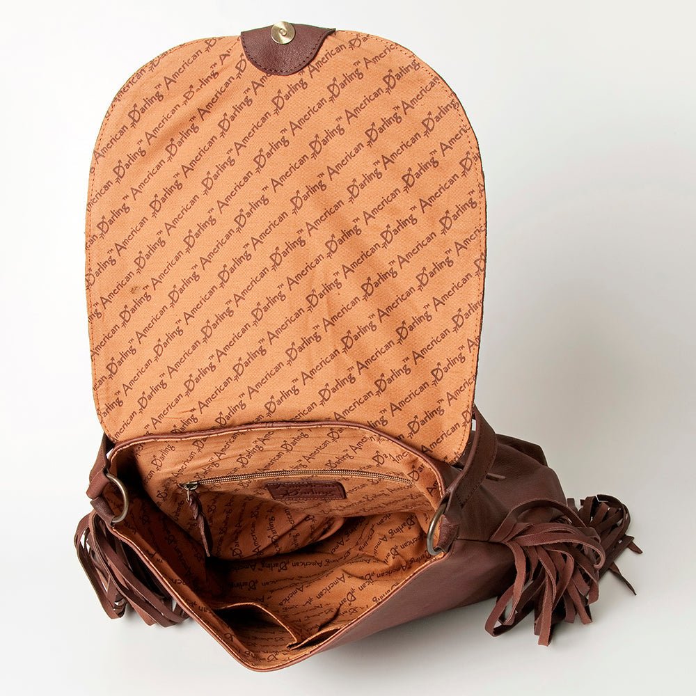 American Darling Messenger Hand Tooled Hair-On Genuine Leather