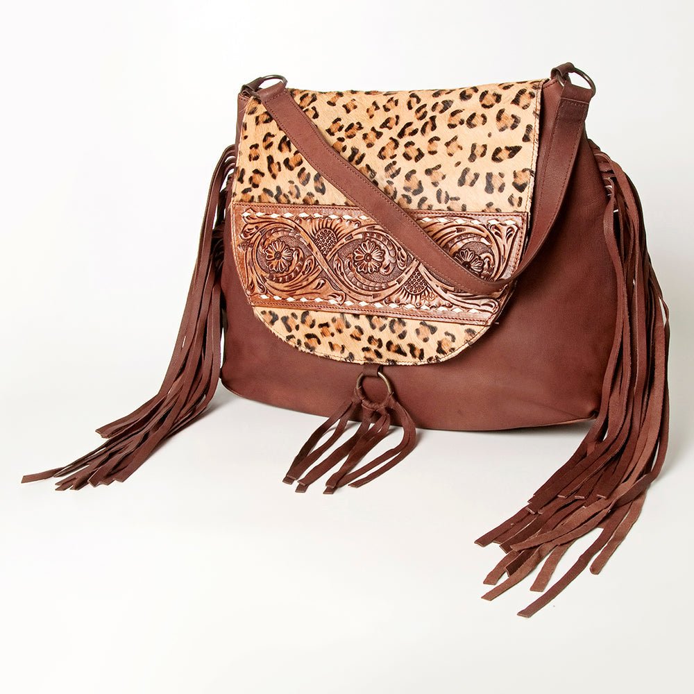 American Darling Messenger Hand Tooled Hair-On Genuine Leather