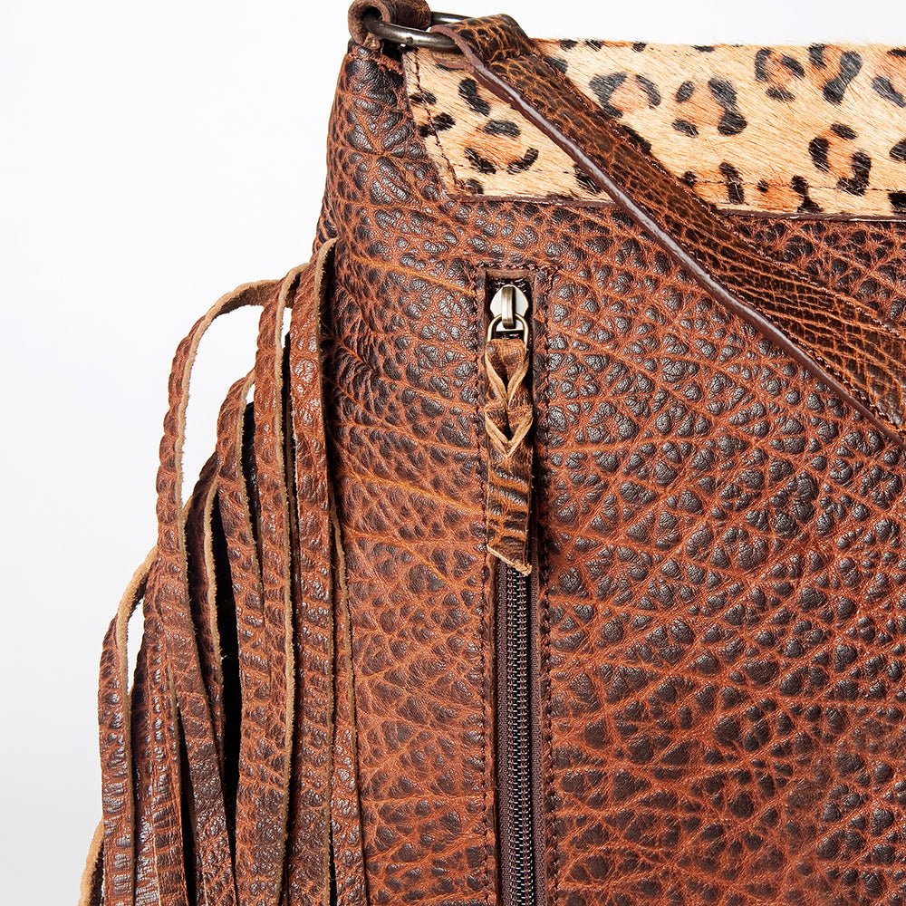 American Darling Messenger Hand Tooled Hair-On Genuine Leather