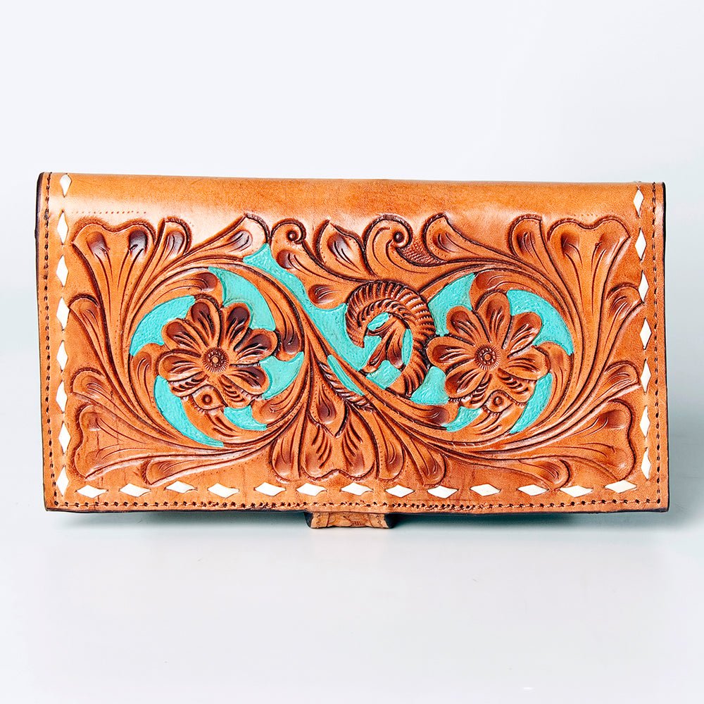 American Darling Wallet Hand Tooled Genuine Leather