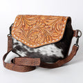 American Darling Hand-Tooled Hair-On Genuine Leather Crossbody Bag