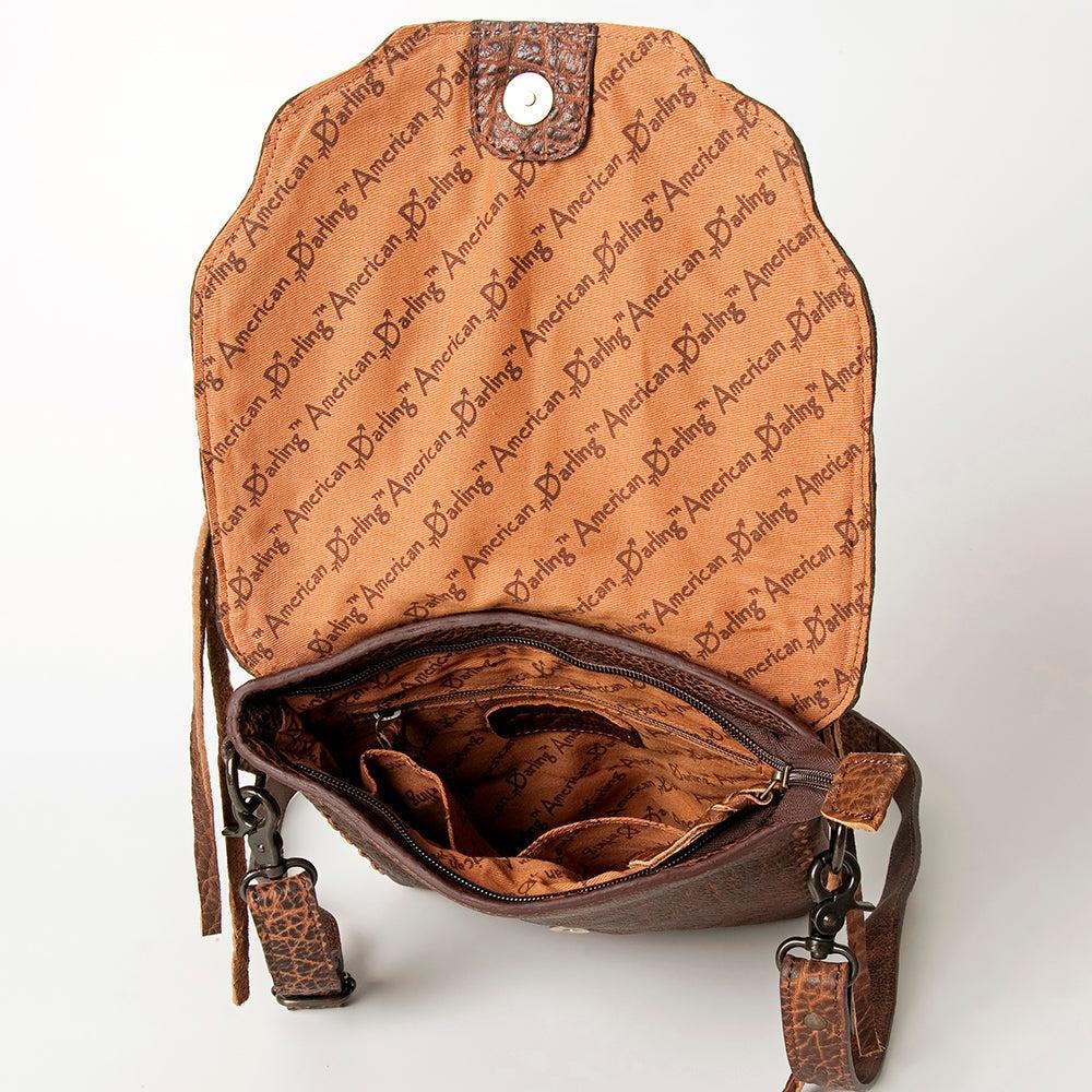 American Darling Hand-Tooled Genuine Leather Crossbody Bag